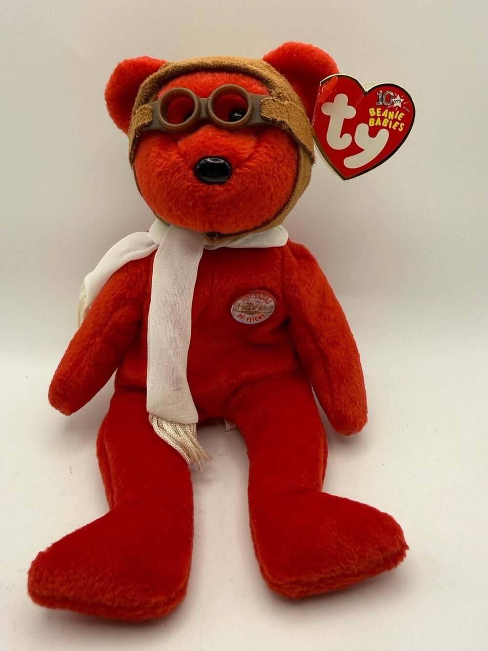 Ty Beanie Babies Bearon 100 Years of Flight Pilot Bear with Goggles and Scarf
